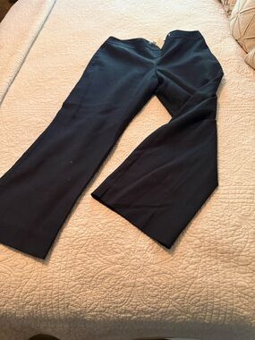 Ann Taylor Black Tailored Wide-Leg Flat Front Trousers